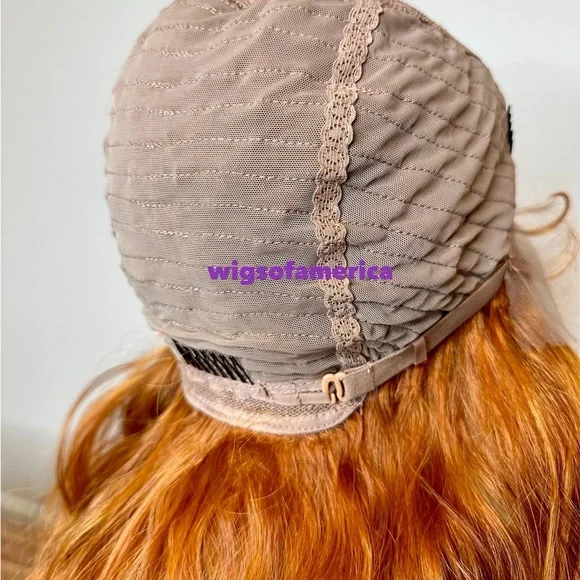 Orange ginger wig wavy layered lace front middle part 26 inch long heat ok - Picture 8 of 8